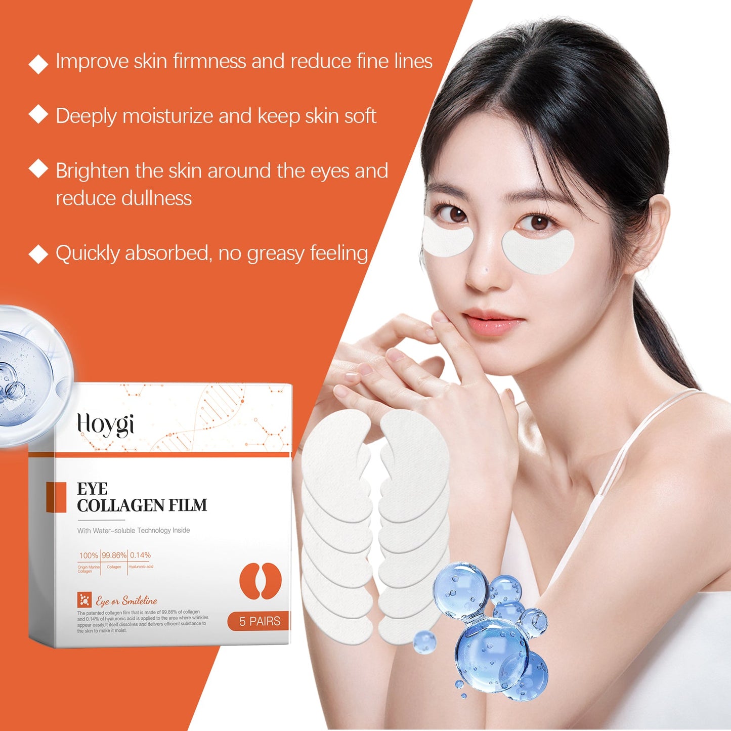 Hydrolyzed Collagen Patch Eye Collagen Patch Improves Eye Bags Hydrating Eye Patch - Korvel