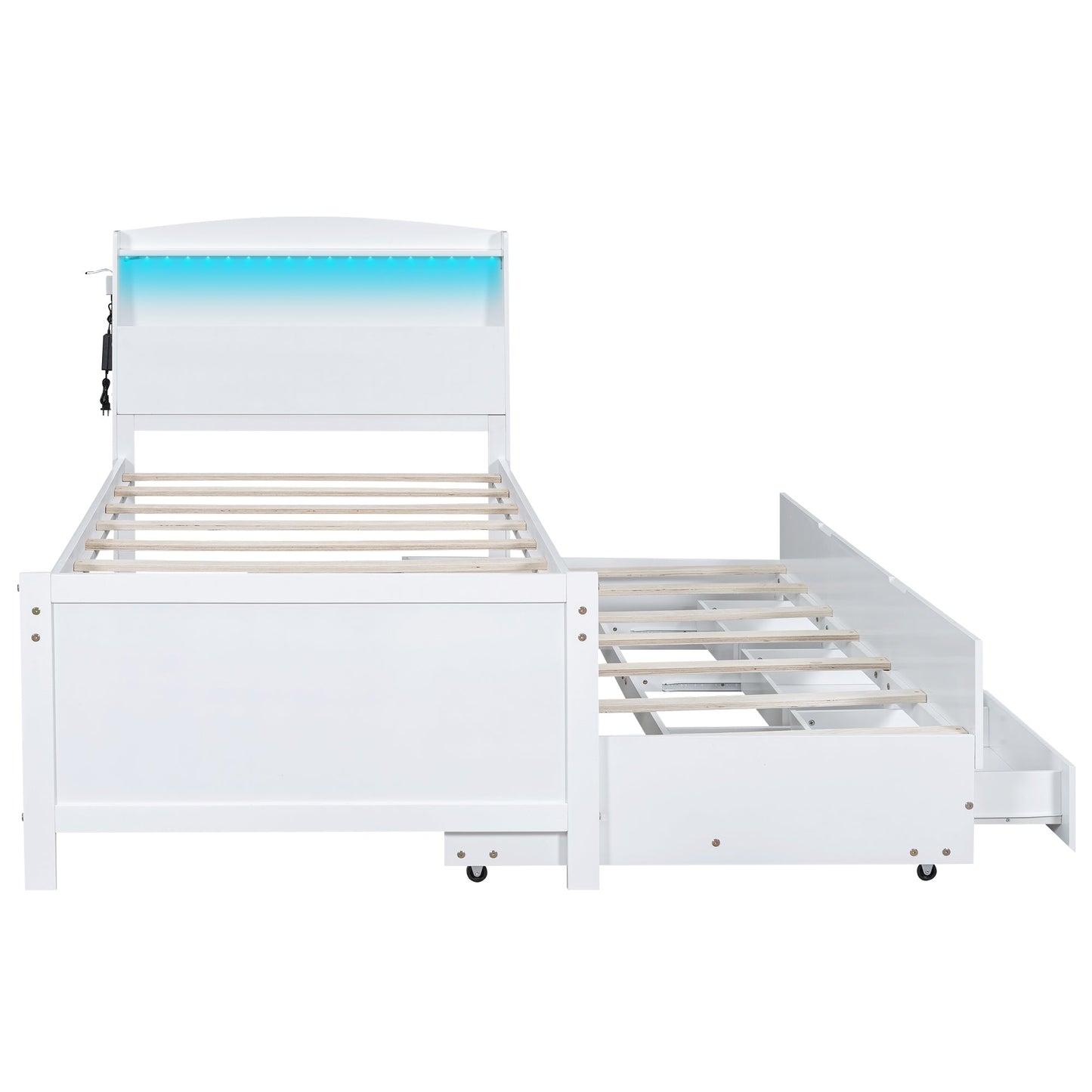 Cama Plataforma Elegante de Tamaño Twin con Almacenamiento y Cabecera LED