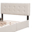 Upholstered Platform Bed with Classic Headboard and 4 Drawers No Box Spring Needed Linen Fabric Queen Size Beige - Korvel