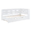 Wooden Twin Size DayBed with Twin Trundle, DayBed with Storage Shelf and USB Charging Ports,White - Korvel