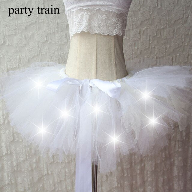 Arrival Women Tulle Tutu Skirt Sexy Mini Fancy Adult Petticoat Fluffy Yarn Ballet Dance Halloween Led Light Up - Korvel