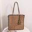 Handmade Grass Woven Shoulder Bag with Tassel