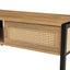 40.16" Rattan Coffee table, sliding door for storage, metal legs, Modern table for living room , natural - Korvel