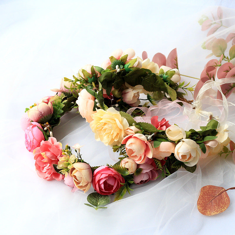 Wreath, European and American fashion, women's simulated flower hair accessories, Hawaiian wedding photography, headwear, headwear for women - Korvel
