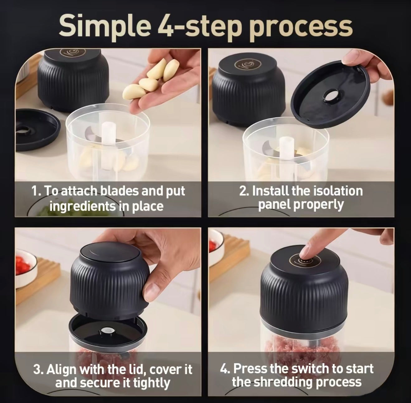 QuickChop Mini Chopper - Procesador de Alimentos Eléctrico Portátil