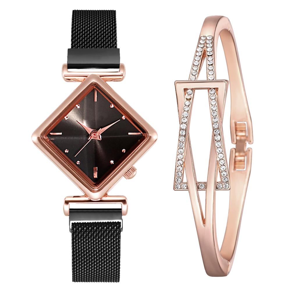 Women Square Watch Luxury Ladies Quartz Magnet Buckle Gradient Color Watches Relogio Feminino For Gift Clock - Korvel