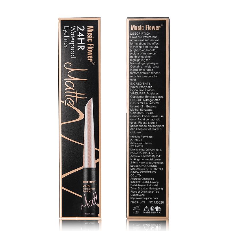 Music Flower Brand Waterproof Liqiud Eyeliner Pencil 24H Long-lasting Matte Eye Liner Delineador Black Eyelid Quick-Dry Makeup - Korvel