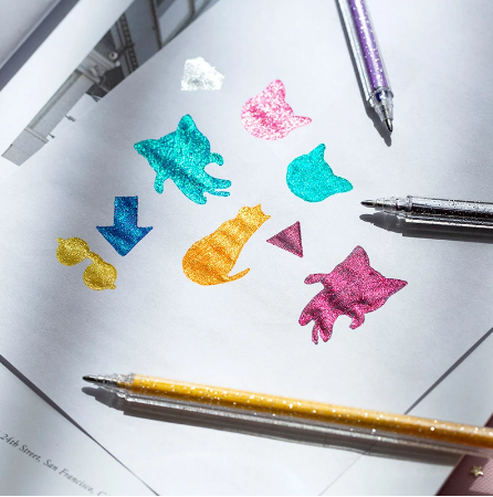 Drawing Doodling Scrapbook Journaling fluorescent Sparkle Gel Pen Neon Glitter Pens Fine Tip Art Markers Glittering Pen Set - Korvel