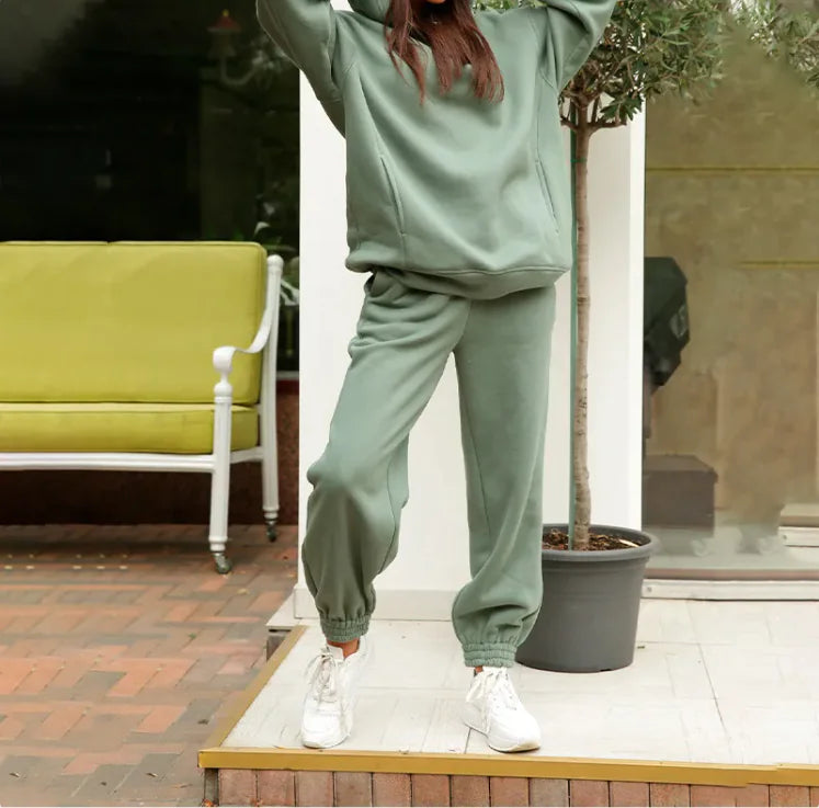 Conjunto de Sudadera de Felpa con Capucha Cómoda para Mujeres