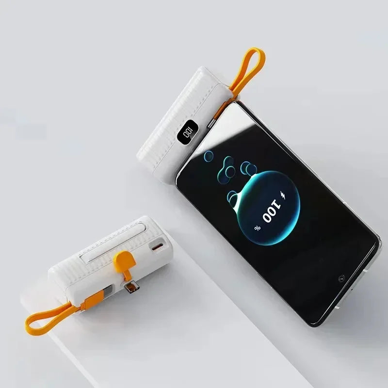 30000Mah Mini Power Bank Ingebouwde Kabel Powerbank Digitale Display Externe Batterij Draagbare Oplader Voor Iphone Samsung Xiaomi - Korvel