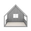 Full Size Wood House Bed with Window and Fence  Gray - Korvel