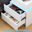 Modern white Nightstand With 2 Storage Drawers,Led Lights, End Table For Bedroom Furniture - Korvel