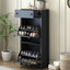 ONTREND Black Shoe Cabinet with 2 Flip Drawers