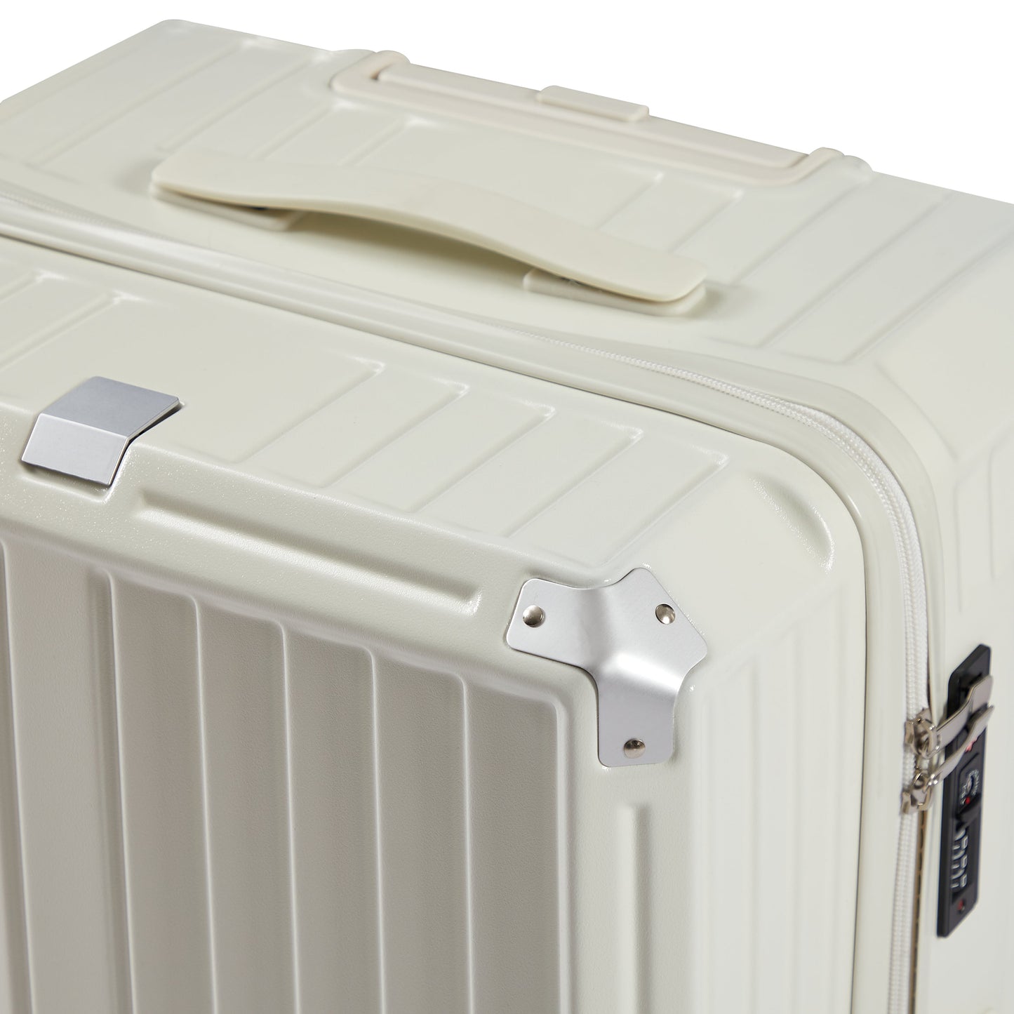 Luggage Set 4 pcs (20"/24"/29"/Travel Bag), PC+ABS Durable Lightweight Luggage with Collapsible Cup Holder、 TSA Lock, White - Korvel