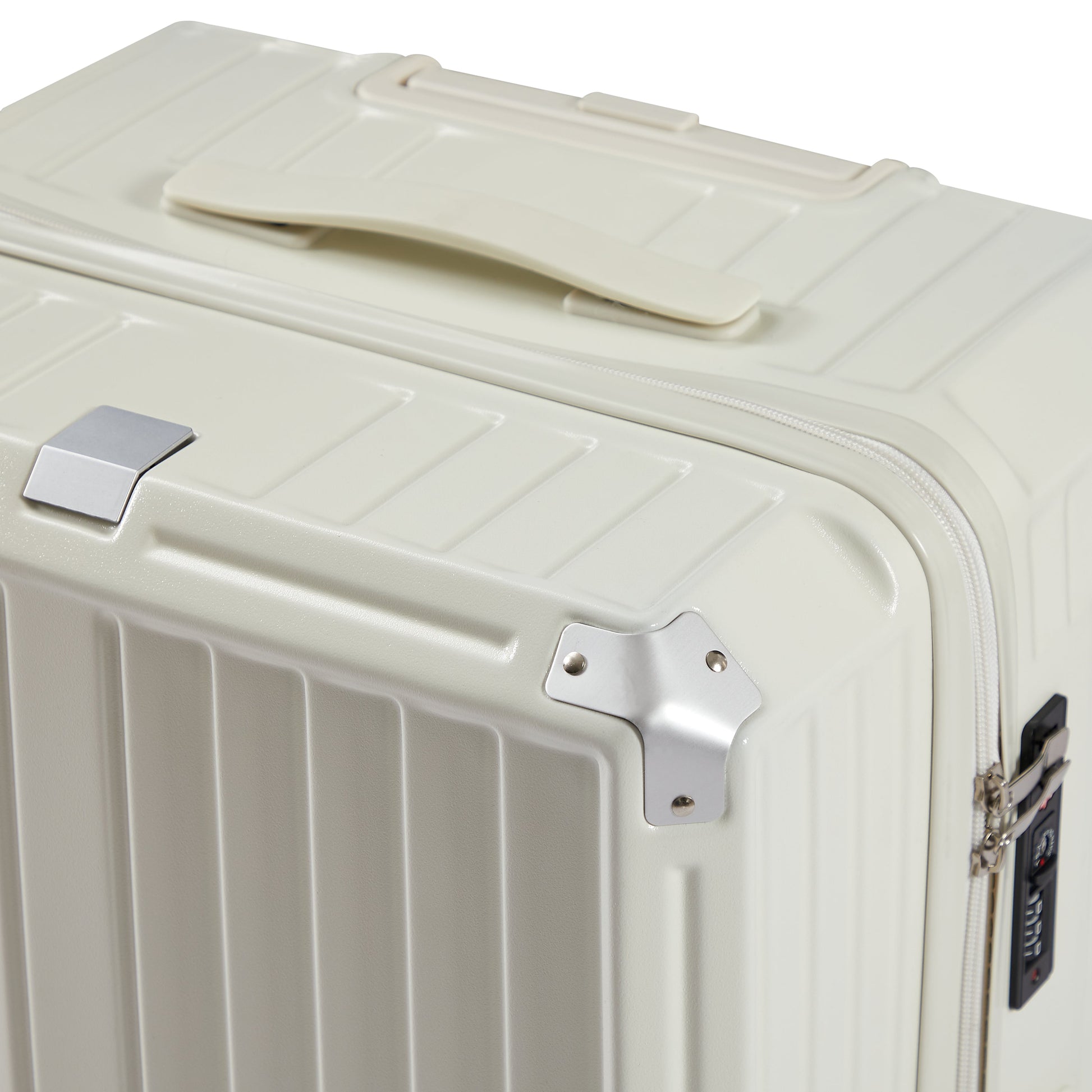 Luggage Set 4 pcs (20"/24"/29"/Travel Bag), PC+ABS Durable Lightweight Luggage with Collapsible Cup Holder、 TSA Lock, White - Korvel