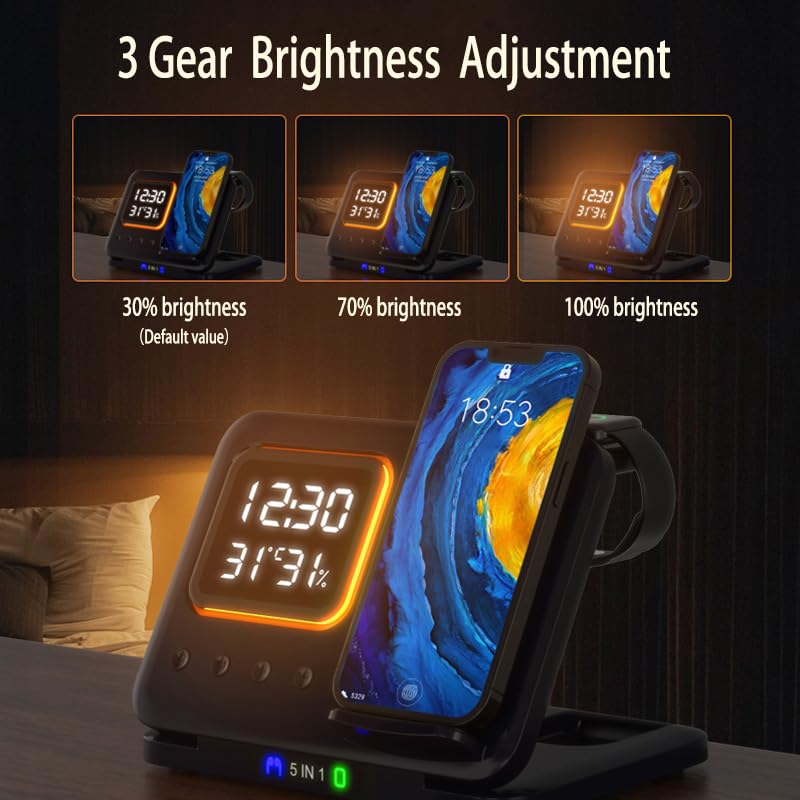 Phone Stand Tabletop 15w Fast Charging 5 in One Universal Wireless Charger Desk Charger for Iphone - Korvel