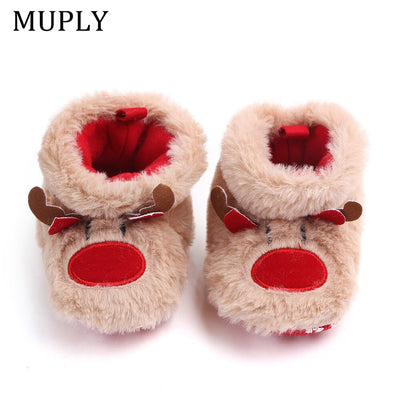 Winter Baby Girls Boys Keep Warm Shoes Muply Christmas Elk First Walkers Anti-slip Newborn Toddler Infant Girl Footwear Shoes - Korvel