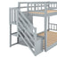 Twin over Twin Floor Bunk Bed, Ladder with Storage  Gray - Korvel