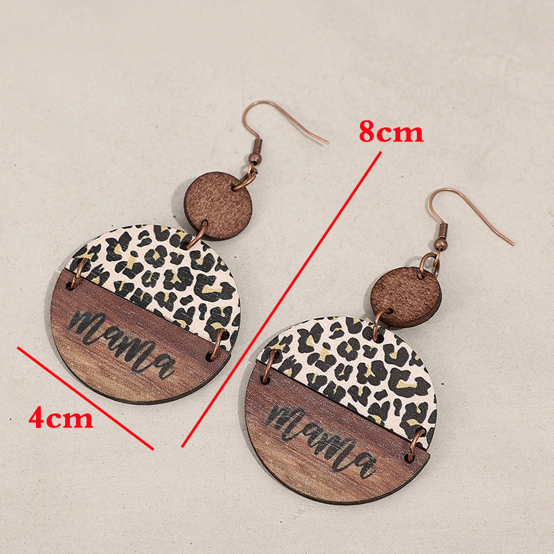 Wooden Leopard Round Shape Earrings - Korvel