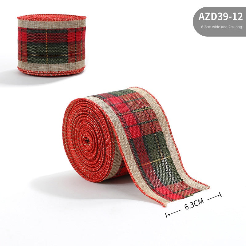 Christmas ribbon imitation linen ribbon decoration bow accessories snowflake Christmas ribbon in stock - Korvel