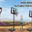 Basketball Hoop Basketball System 4.76-10ft Height Adjustable with 4 Basketball, Net Pocket, Inflator Set - Korvel