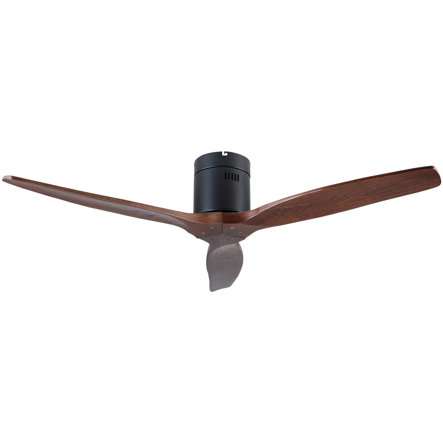 Ventilateur de plafond rustique YUHAO 52" - Fini noir mat et pales en bois