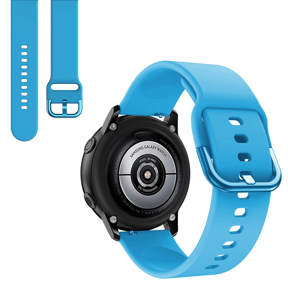 Suitable for Samsung Galaxy Watch Active2 Solid Color Silicone Strap 20/22mm Universal Strap - Korvel