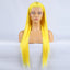 Hand Groove 13*2.5 Chemical Fiber Front Lace Yellow Long Bangs Wig Headgear Natural Hairline - Korvel