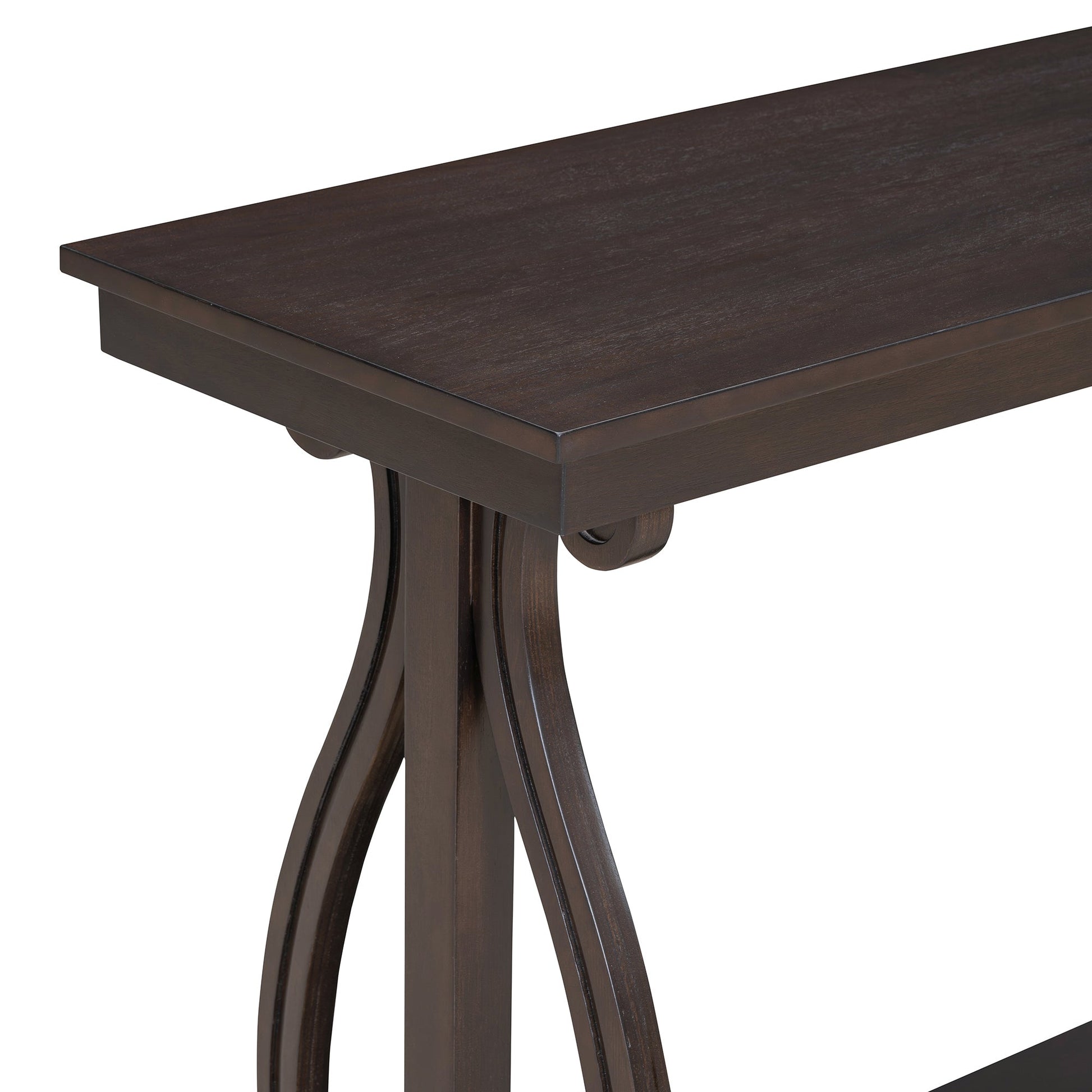 48-Inch Rustic Vintage Console Table --- Farmhouse Style Entryway Table with Open Shelf and Sturdy Construction  (Espresso) - Korvel