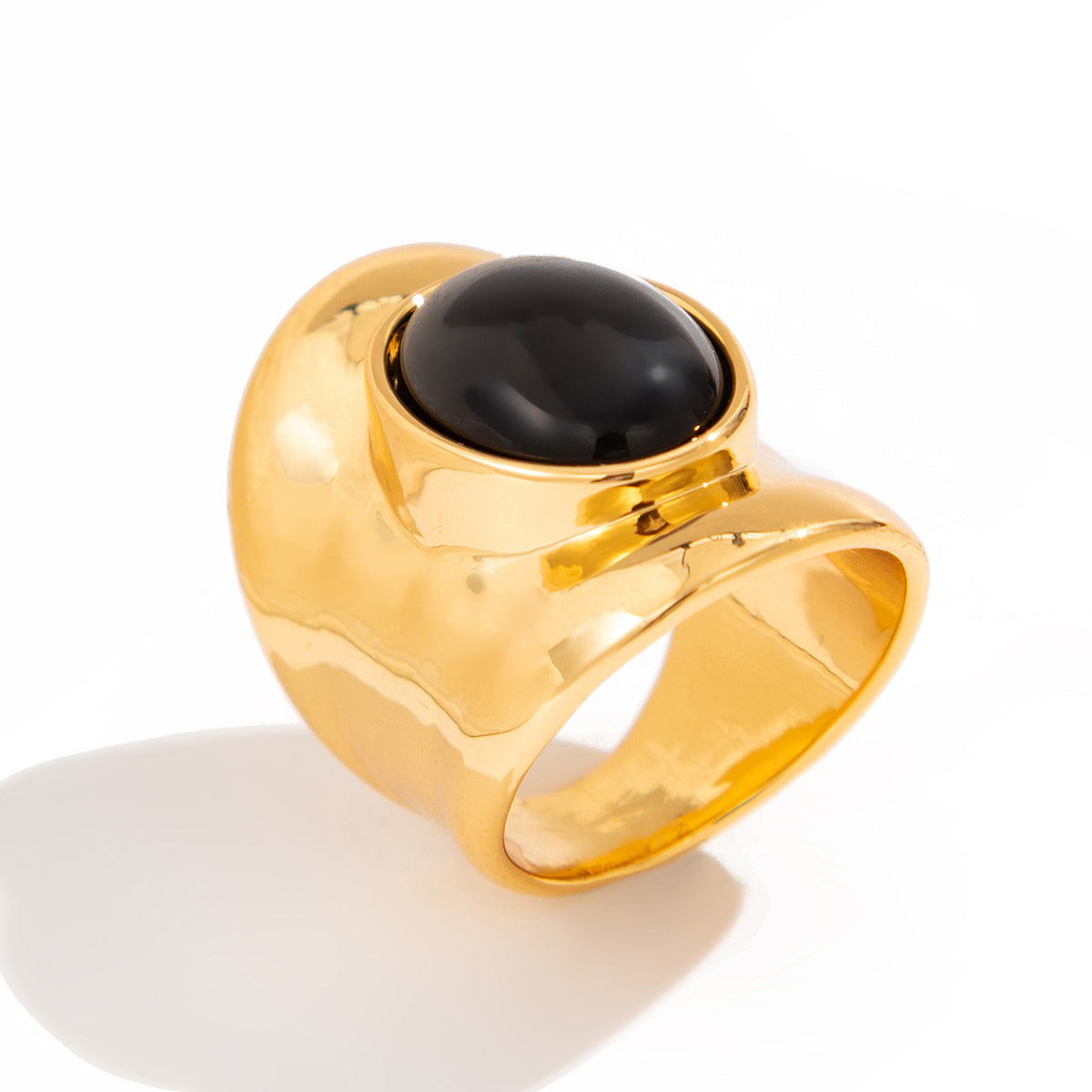 Retro Irregular Inlaid Gemstone Ring Geometric Acrylic Versatile Ring Set - Korvel