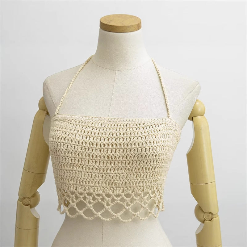 Haut sans manches en crochet ajouré chic pour femmes
