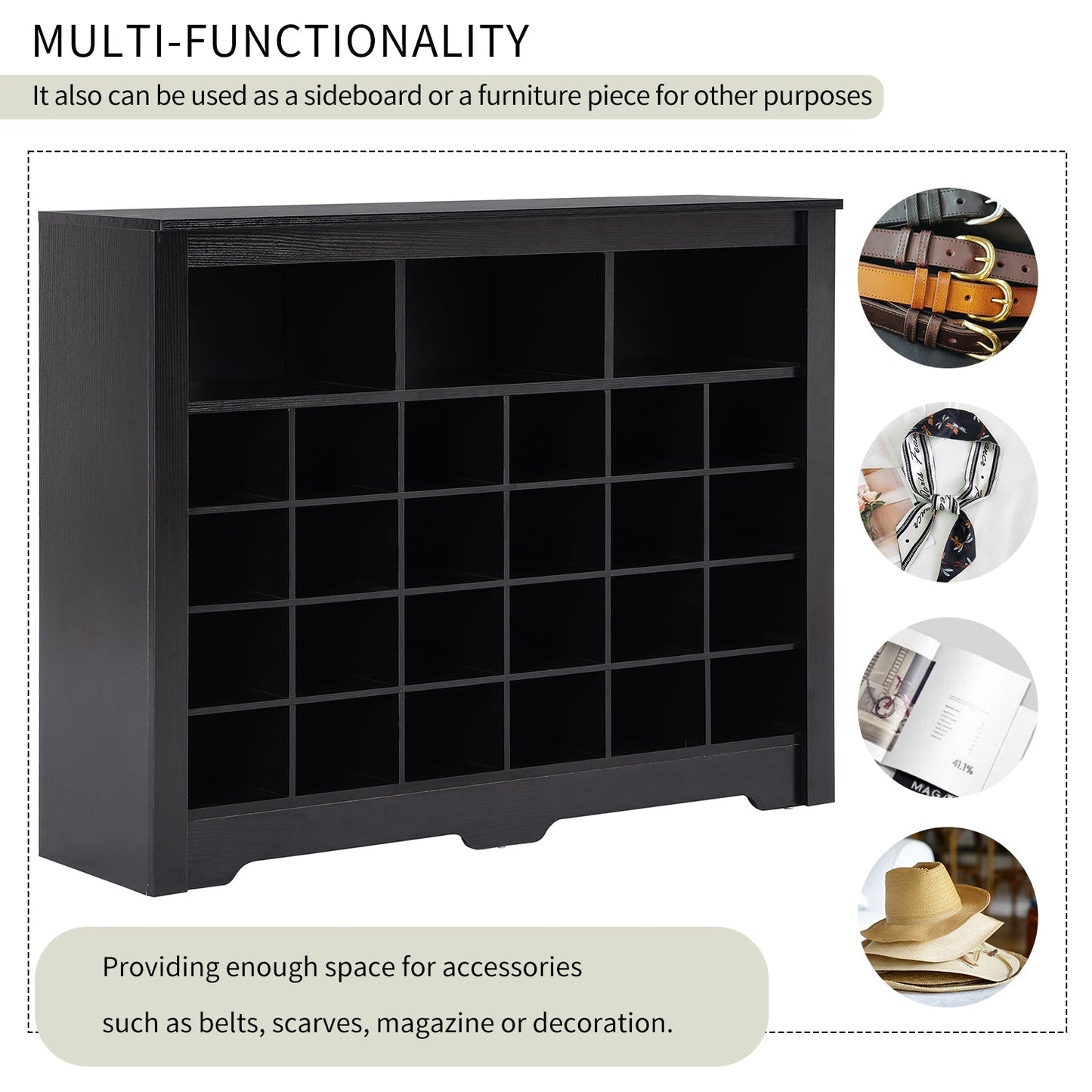ONTREND Sleek Design 24 Shoe Cabinet - Modern Black Organizer