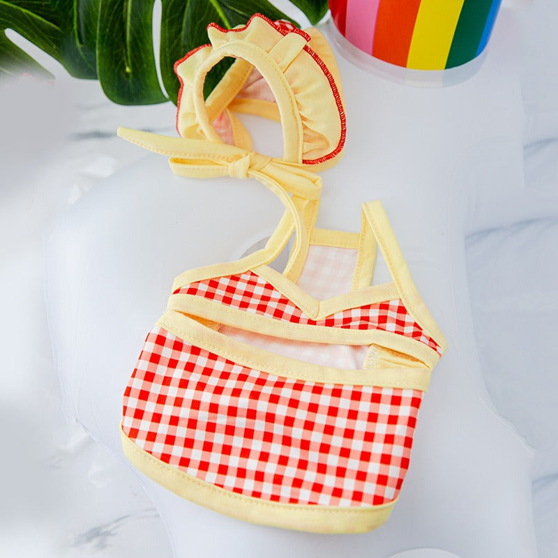 Stylish Pet Swimsuit with Cap for Cats and Dogs