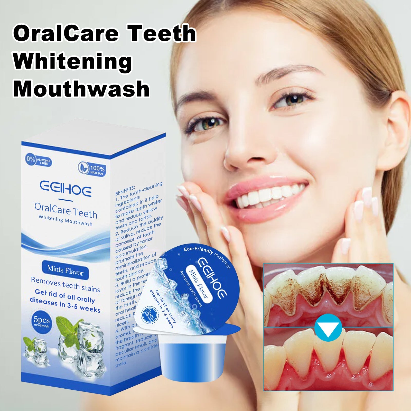 Whitening Mouthwash, Clean Stains Oral Care Fresh Breath Mouthwash - Korvel