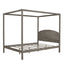Elegant Queen Size Canopy Platform Bed with Headboard - Brown Wash