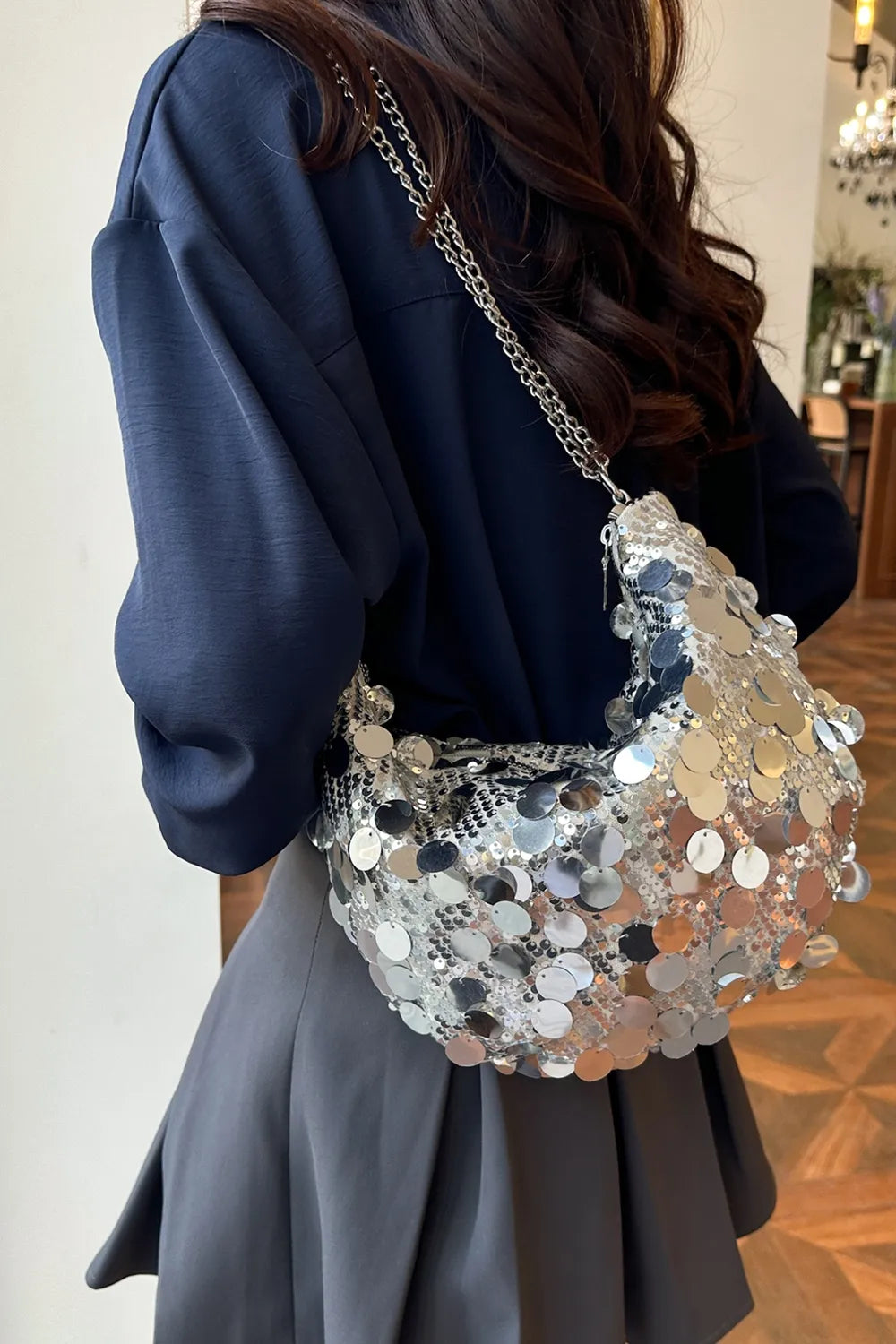 Sequin Chain Crossbody Bag - Korvel