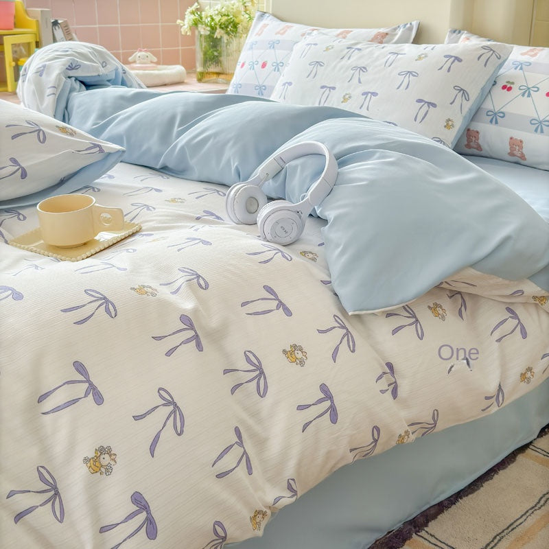 Juego de Ropa de Cama Jacquard de Cuatro Piezas de Doble Gasa