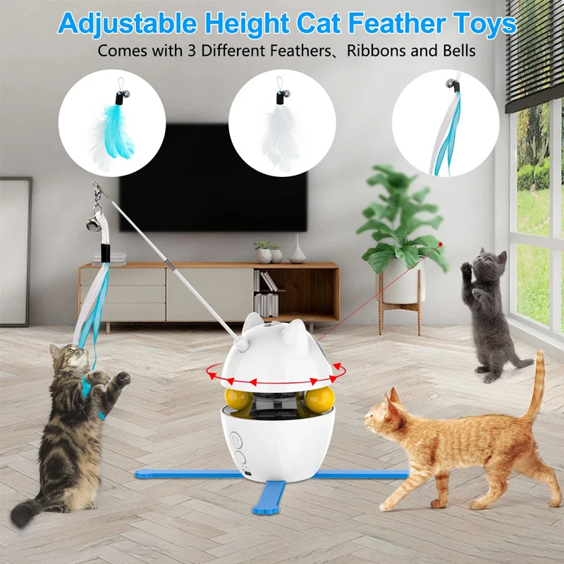 Chasing Exercising Laser Toy USB Rechargeable 4-in-1 Cat Toys Indoor Electric Interactive Toys with Ball  Pet cat Teasing cats - Korvel
