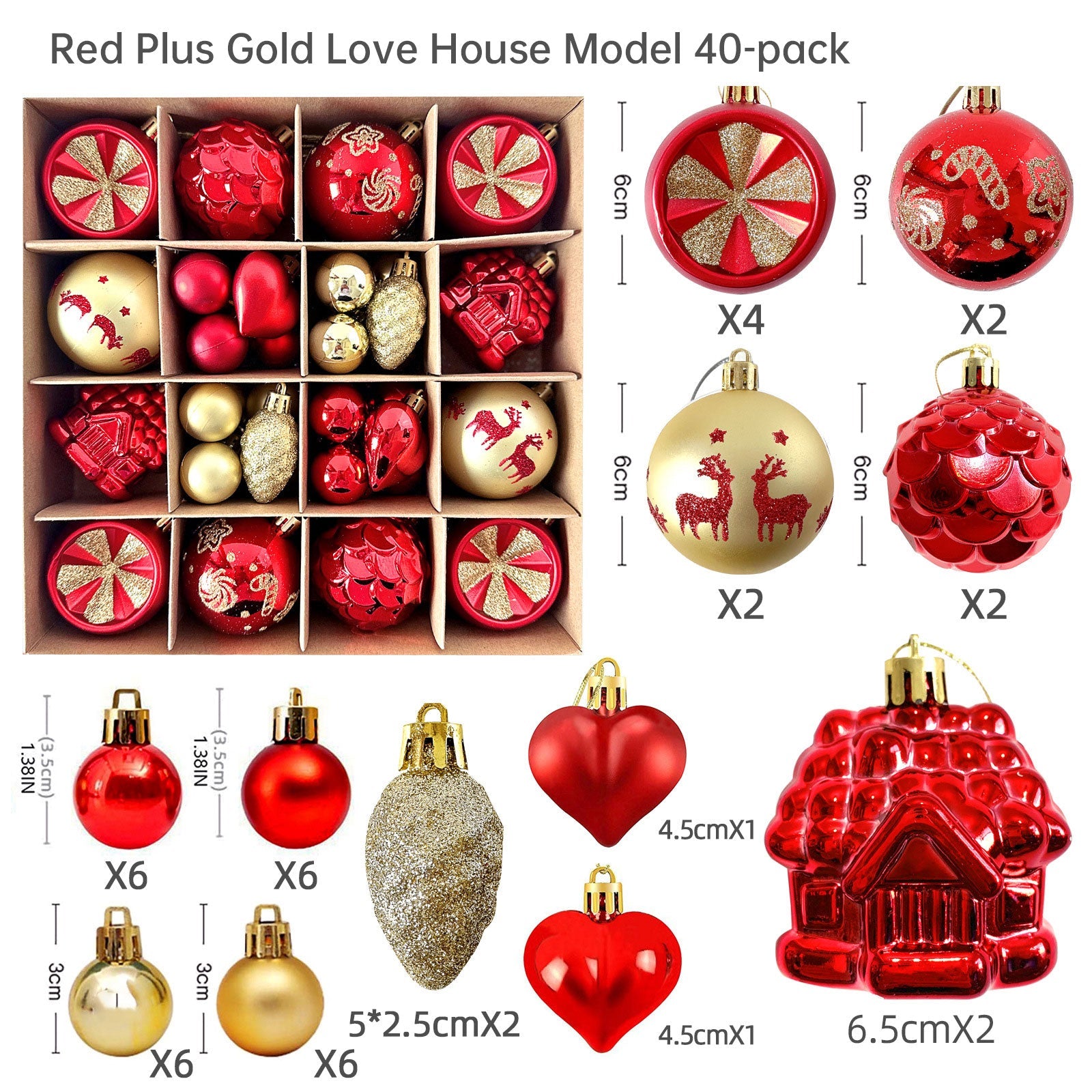 Christmas decoration 6cm electroplated ball plastic ball special-shaped painted Christmas ball gift Christmas tree pendant - Korvel