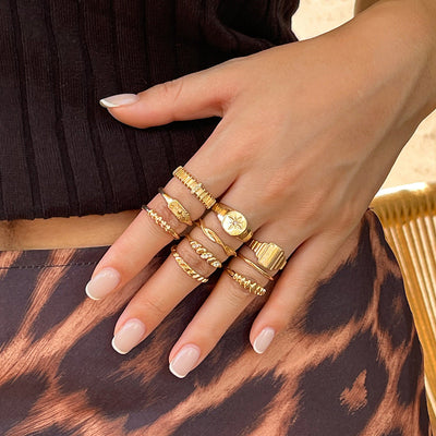 Vintage Irregular Gear Ring with Diamond Set