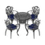 Ø30.71-inch Cast Aluminum Patio Dining Table With Black Frame and Umbrella Hole - Korvel