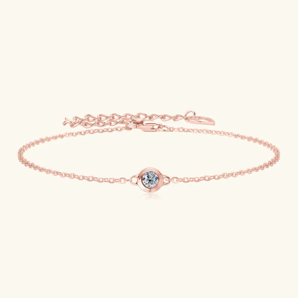 Inlaid Moissanite 925 Sterling Silver Bracelet - Korvel