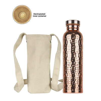 800ML Copper Hammer Pattern Water Bottle - Leakproof & Elegant