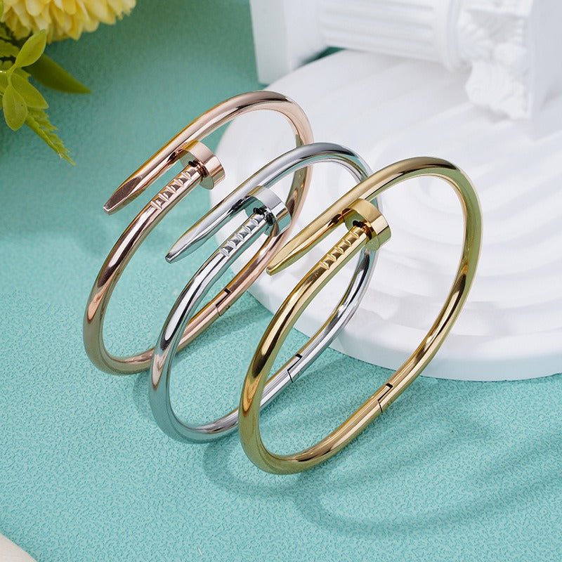 Diamond titanium steel bracelet for women, light luxury, non fading card home nail bracelet - Korvel