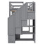 Cama loft tamaño twin con armario y almacenamiento en gris