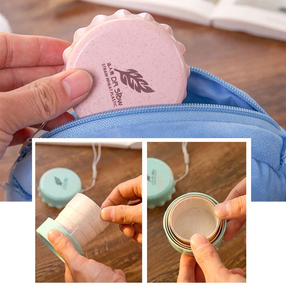 Portable Straw Wheat Plastic Telescopic Drinking Collapsible Folding Cup Travel Camping Convenient Easy To Carry Travel Bottle - Korvel