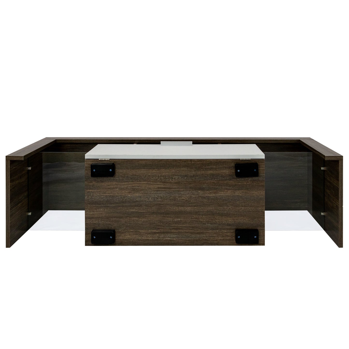 Modern Brown and White TV Stand with Quick Assembly