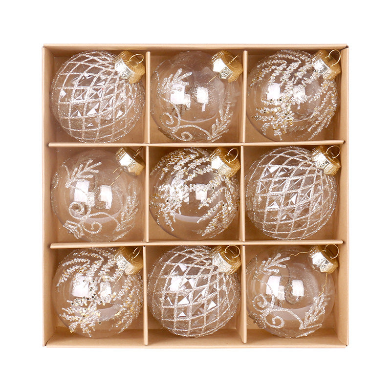 Ensemble d'Ornements de Noël Élégants de 8 cm - 9 Pièces