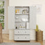 70 inch high kitchen pantry storage cabinet with 2 drawers and 3 shelves, large storage cabinet (antique white) - Korvel
