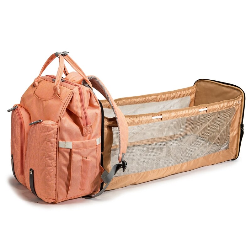 Premium Baby Diaper Backpack with Folding Crib & Insulated Storage